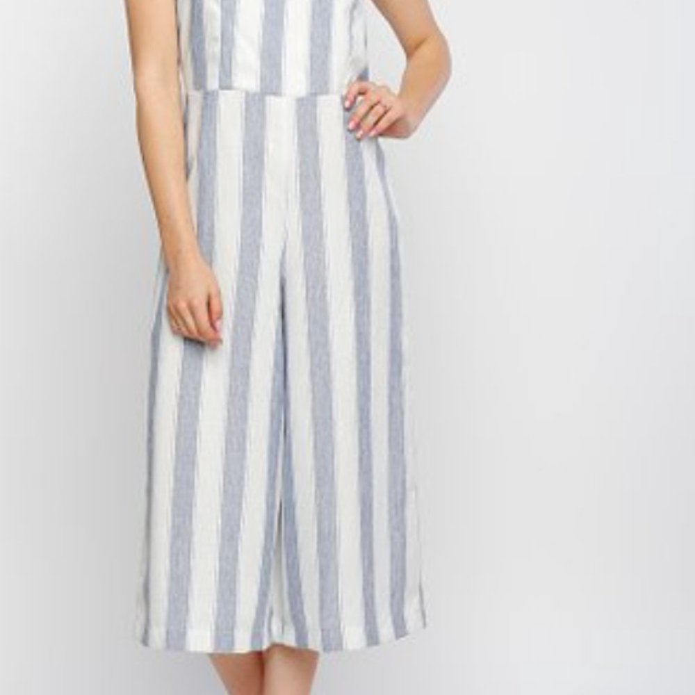Blue and White Stripe Jumpsuit